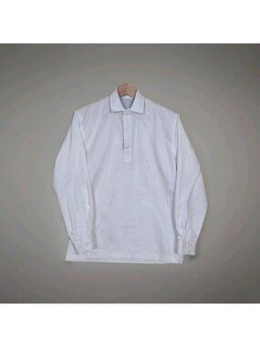 Chatham Marine Deck Polo Shirt Womens UK 10 US 6 White Blue Sea Dyed Cotton PDC